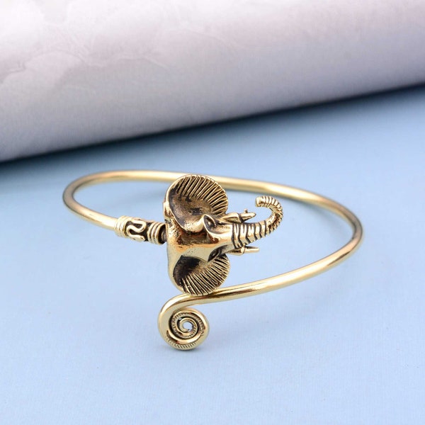 Solid Gold Elephant Bracelet, Good Luck Charm Bracelet, Animal Bracelet, Stackable bangle for women, Thin Bracelet, Everyday Bracelet,