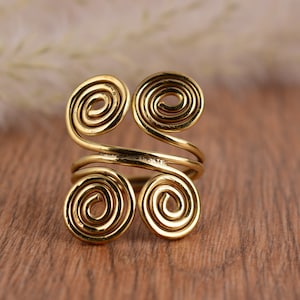 Spiral Ring, Swirl Brass Ring, Big Spiral Ring, Hypnotic Ring, Double Coil Spiral Ring, Chunky Ring, Dainty Ring, Minimalist Ring