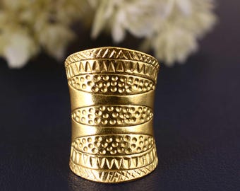 Handmade Brass Wide Band Ring: Boho Tribal Statement Jewelry