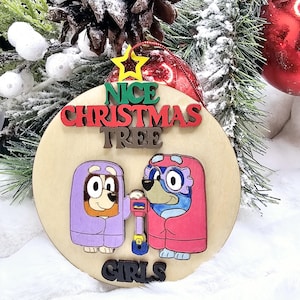 Bluey Bingo Rita Janet Grannies Mom Dad Christmas Ornament