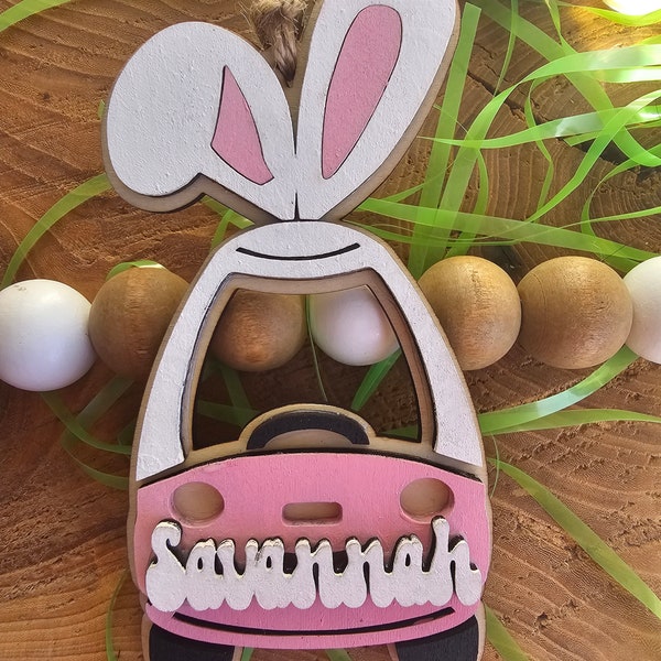 Easter Basket Personalized Bunny Ears Push Car Tag