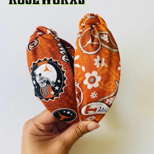 Longhorns Headband University of Texas Knotted Headband College Football Team Hair Accessories