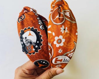 Longhorns Headband University of Texas Knotted Headband College Football Team Hair Accessories