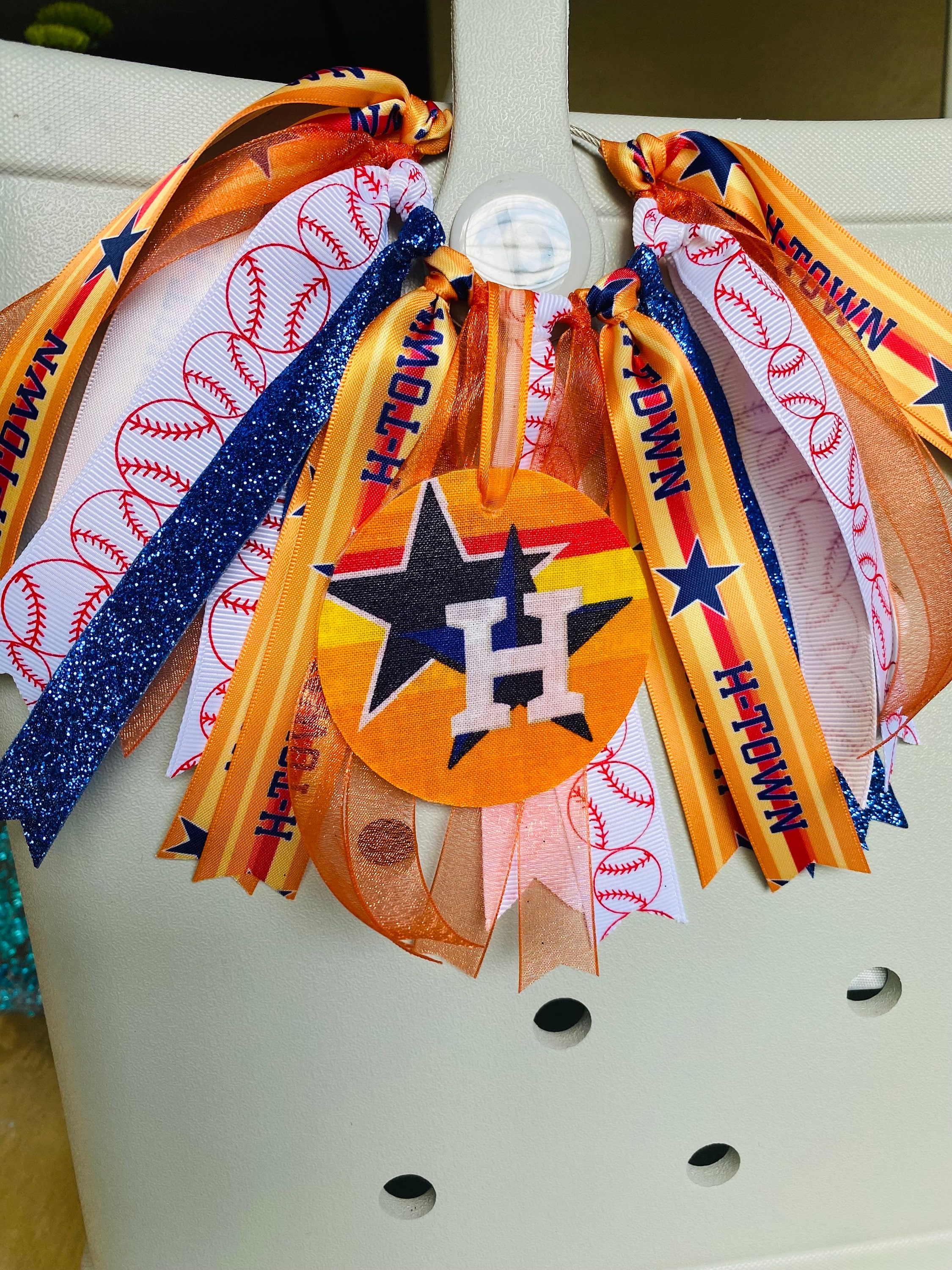 Handmade Astros Bogg Bag Charm: Baseball Bag Accessory