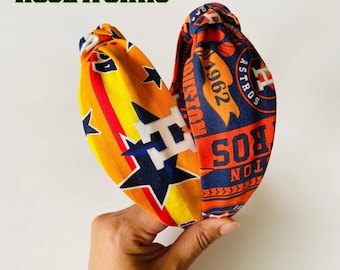 Astros Knotted Headband: Baseball Top Knot Turban
