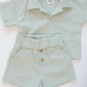 Collared Baby/Toddler Shirt and Shorts Set, Waffle Baby/Toddler Shirt and Shorts Set, 100% Cotton Baby/Toddler Shirt and Shorts Set