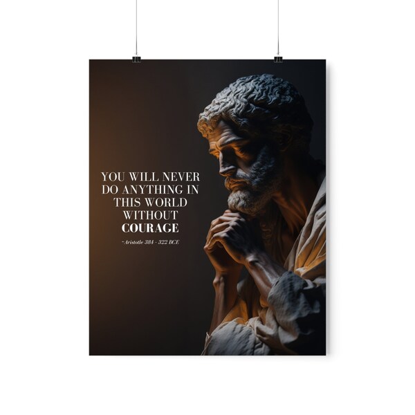 Aristoteles Mut Zitat Matt Poster | Motivierende Wandkunst | Mut Zitat Print | Philosophisches Zitat | Stoiker