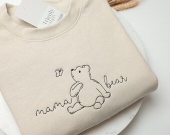 Sudadera y sudadera con capucha bordadas de Mamá Osa - Personalizable