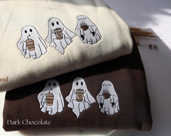Sudadera bordada de Halloween - Coffee Boo, Coffee Ghost Crew / Amante del café / Unisex Crew
