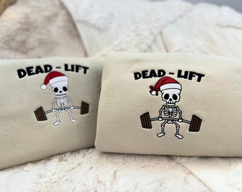 Deadlift Christmas Skeleton Embroidered Sweatshirt - Unisex