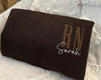 Embroidered Credential Sweatshirt: Personalized RN, Doctor, CPA Gift