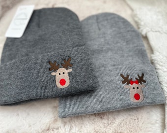Reindeer Matching Christmas Beanies