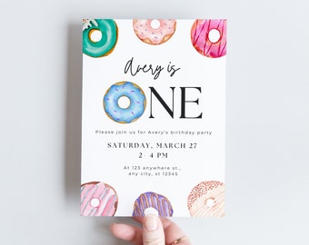 First Birthday Invitation - Donut