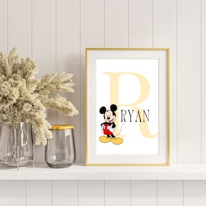 Mickey Mouse Nombre personalizado Impresión DIGITAL / Arte de pared de Disney / arte del dormitorio de los niños / Impresiones de nombres personalizados / Impresiones de Disney Mickey