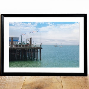 Santa Cruz Beach Instant Download, Ocean Photography Digital Print, Boardwalk Fishing Photo, California Coastal Beach Life
