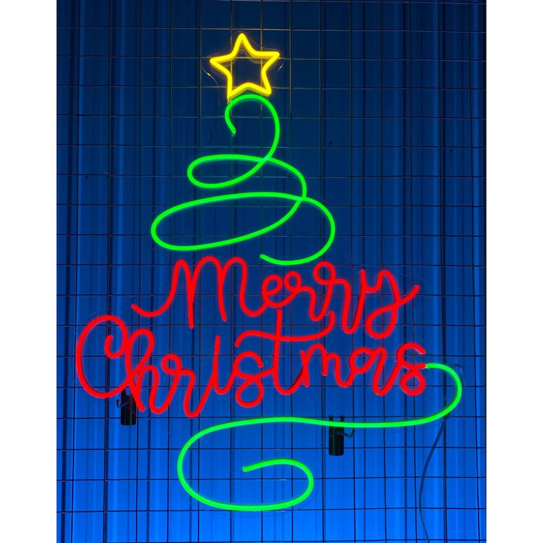 Merry Christmas Neon Sign Christmas Tree Led Light Christmas Etsy