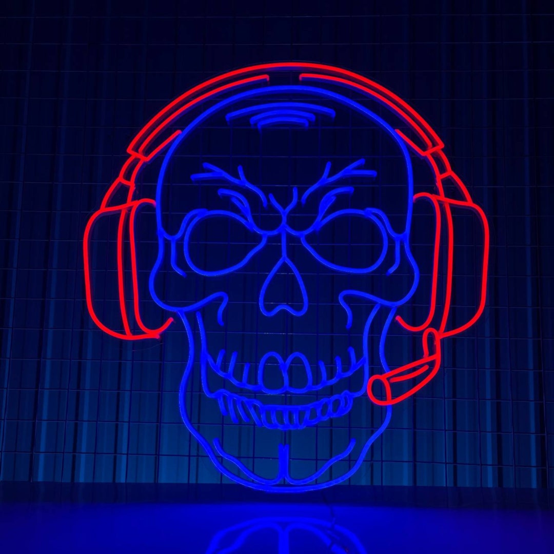 Skeleton DJ Neon Sign Skeleton Headphone Led Light Skeleton Etsy