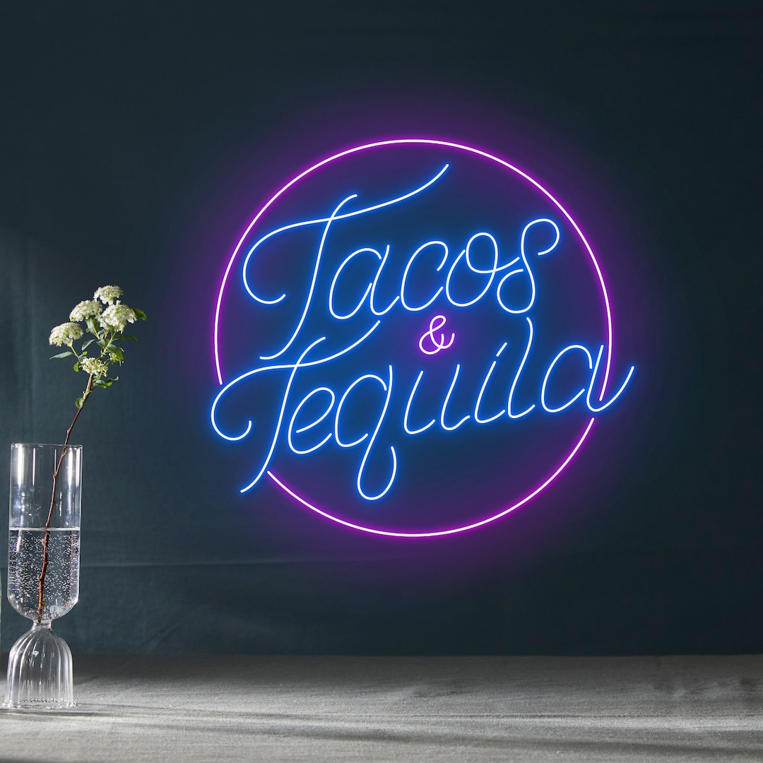 Tacos & Tequila Neon Sign Tacos Tequila Led Light Tequila Etsy