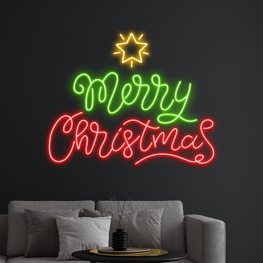 Merry Christmas Neon Sign Christmas Tree Led Light Christmas Etsy