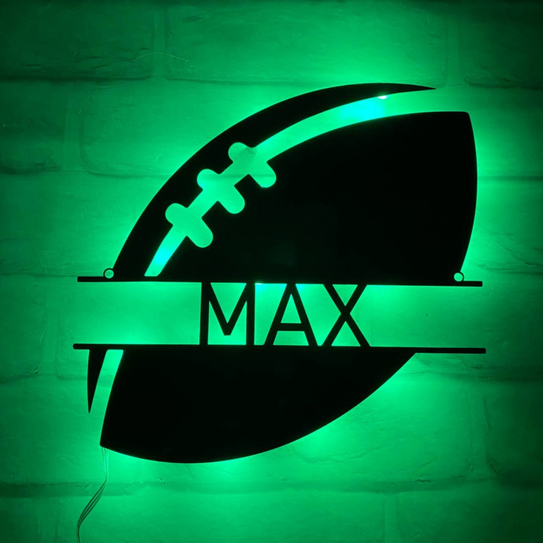 Football Metal Wall Art Light Custom Football Metal Sign Etsy