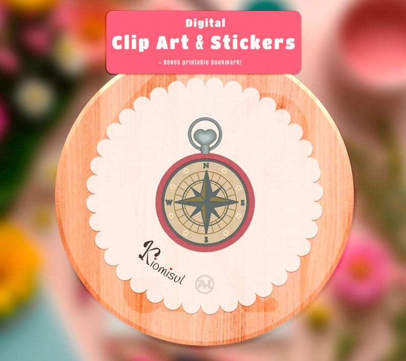 Compass Printable Clip Art & Sticker Instant Download,transparent ...