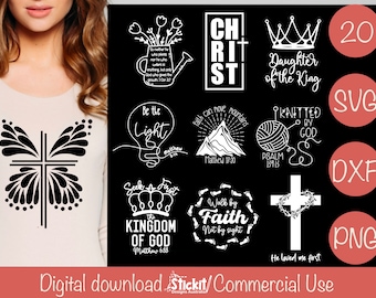 Christliches SVG-Bundle, Schrift, Bibel-Vers, Jesus, Gott, Kreuz, Glaube, Cut-Datei Cricut, Silhouette, Cameo, Eisen auf Vinyl, PNG, DXF, Clipart