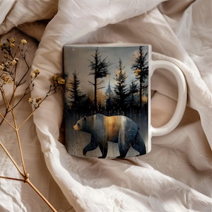 Forest Bear Coffee Mug: Rustic Wildlife Ceramic Cup