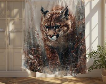 Wildlife Velvet Blanket: Cozy Plush Cougar Throw