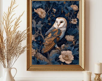 Enchanting Barn Owl Canvas Wall Art for a Dark Cottagecore Vibe
