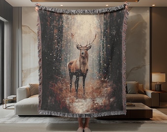 Majestätische Hirsch gewebte Decke: Rustikale Cabin Decor, Wildtier werfen