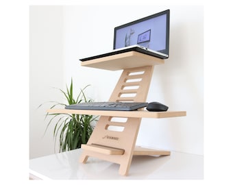 Hansdo Laptop Stand- Standing Desk – Laptop Riser - Standing Work stand – Laptop Lifter - Notebook Stand - Wood - AGBS