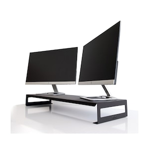 Hansdo Dual Monitor Stand – Laptop Stand – Monitor Riser – Metal – Black – SMS4BL