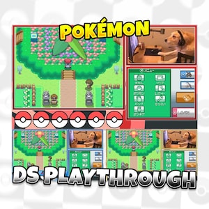 Sobreposições de transmissão de Pokémon DS Playthrough (com tema de Pokébola) | Sobreposições para transmissões de DS Pokémon Playthrough | pacote de gráficos de transmissão