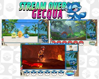 Gecqua Stream Overlay Pack | Pokemon Winds and Waves Starter | OBS Twitch Overlay | Instant Download