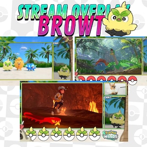 Browt Stream Overlay Pack | Pokemon Winds and Waves Starter | OBS Twitch Overlay | Instant Download