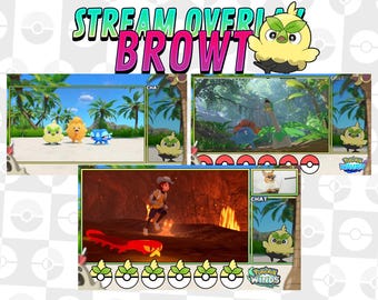 Browt Stream Overlay Pack | Pokemon Winds and Waves Starter | OBS Twitch Overlay | Instant Download