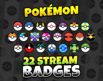 20 Pokemon Badges | Twitch, Discord Stream Emotes (Digital Download)