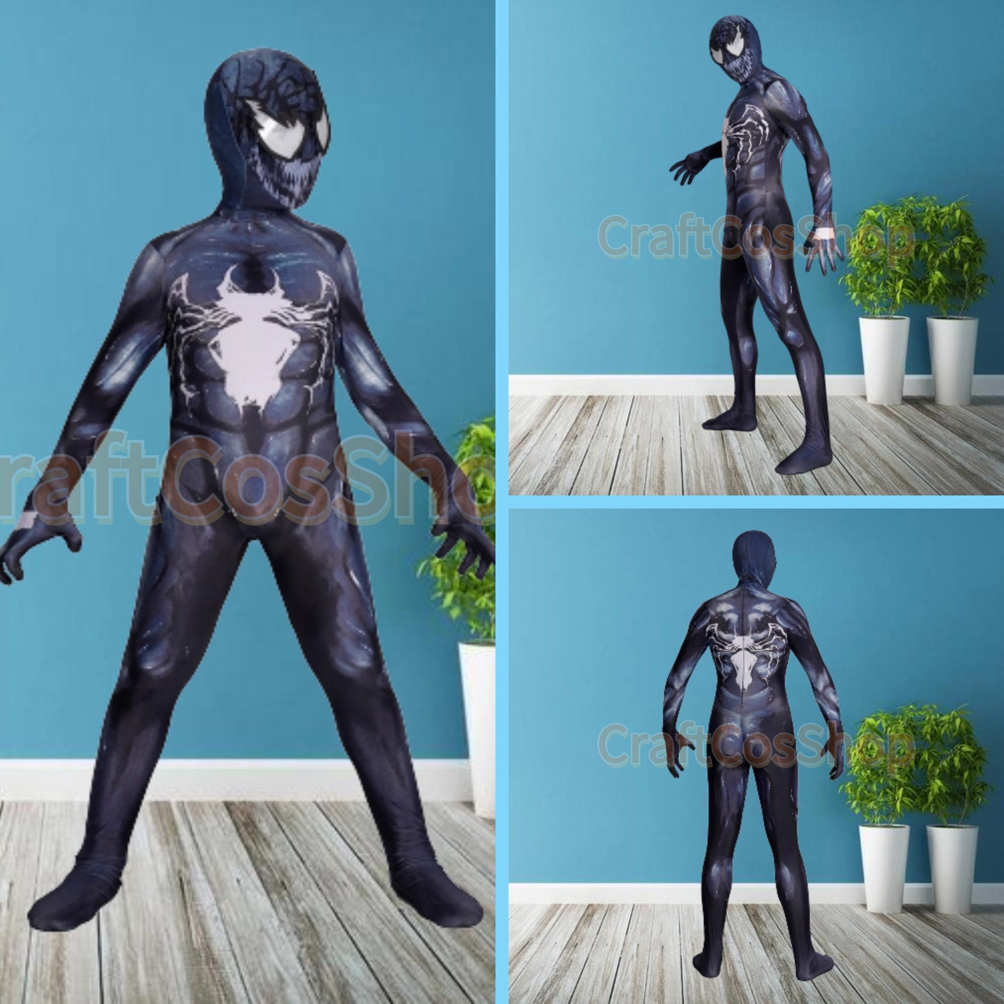 Buy Wraith of East Boys Venom Black Spiderman Costume Kids (Medium) Online  at Low Prices in India 