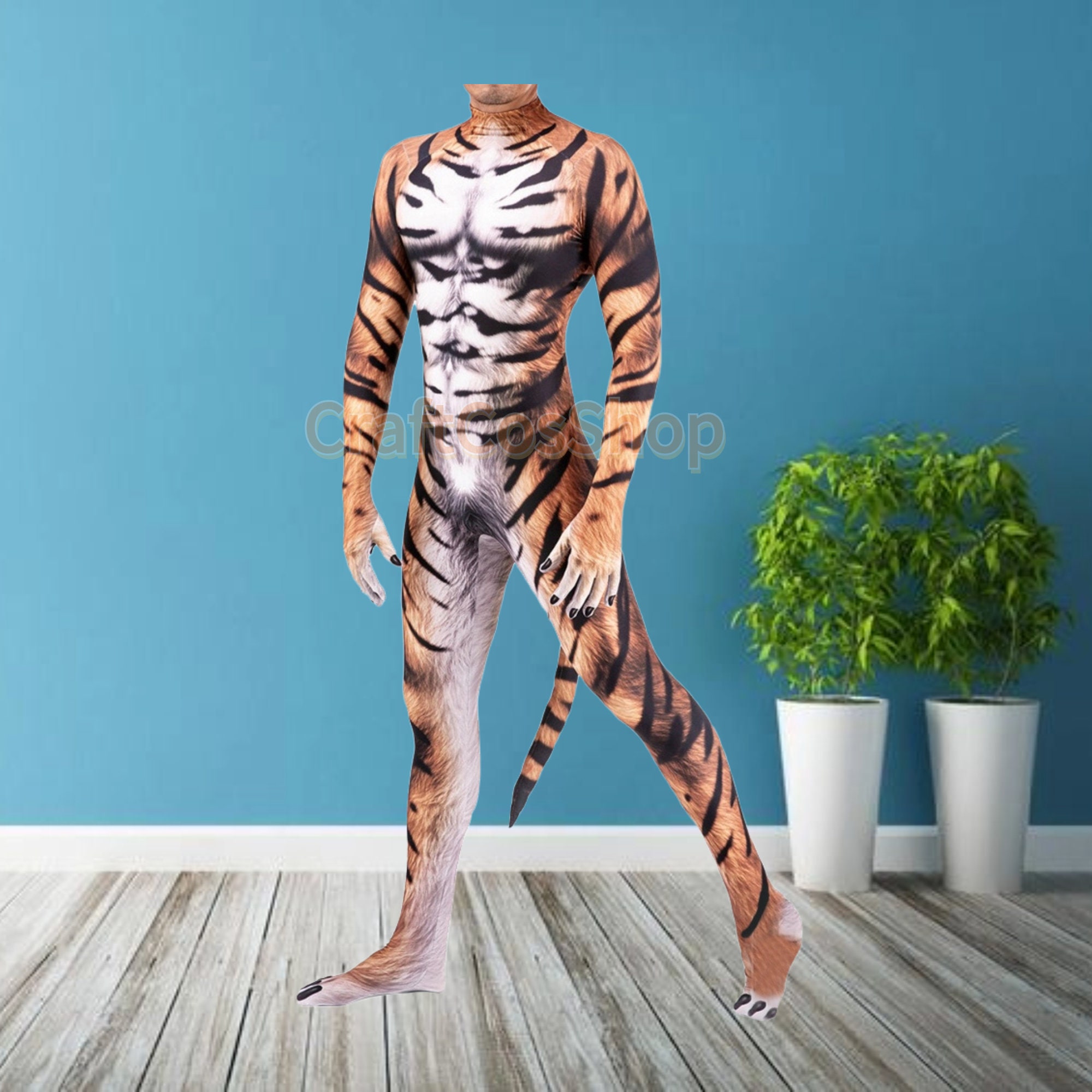 Animal Performance Costumes Tiger Onesie Jumpsuit , Cosplay Costume ...