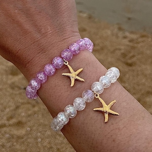 Bracelet perles d’eau pour femme, bracelet étoile de mer, bracelet océan, bracelet soleil, bracelet étoile, bracelet bohème, idée cadeau