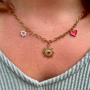 Heart necklace ~ sun pendant necklace ~ stainless steel beeloques necklace ~ love and friendship necklace ~ gift for her ~ Christmas gift