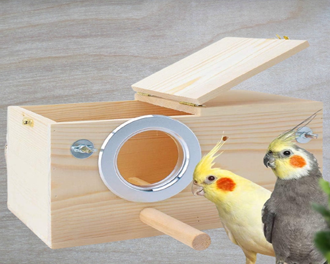 Pine Wood Parakeet Nest Box Bird House Budgie Breeding Mating Etsy