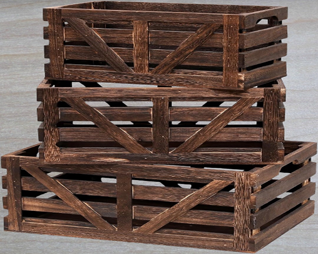 Decorative Wood Crates Nesting Crates Wooden Storage Etsy