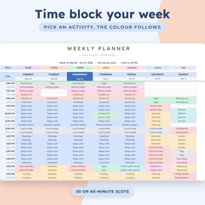 Weekly Planner Google Sheets, Time Block Schedule, Routine Template, To Do List, Habit Tracker image 2
