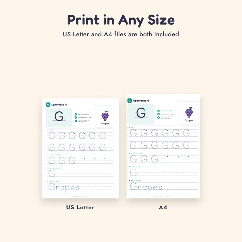 Handwriting Practice Workbook, Letter Tracing A-Z, Numbers 0-20, Preschool Kindergarten Printable image 9