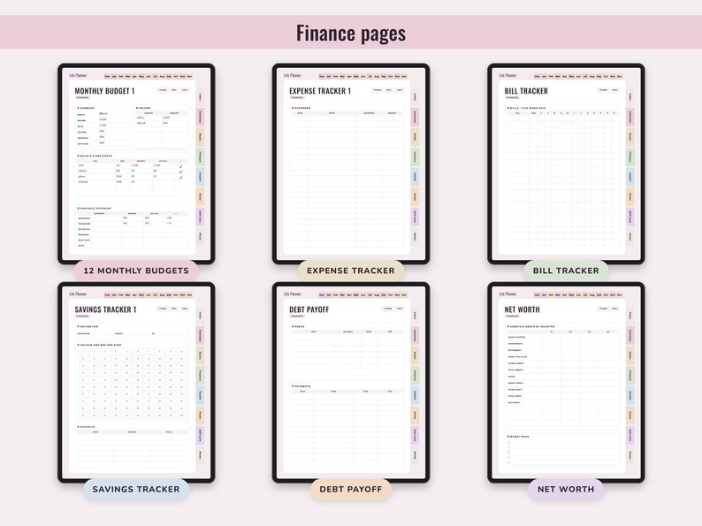 Printable Life Planner, Undated US Letter and Digital PDF, Goals, Budget, Health, Home Pages image 5