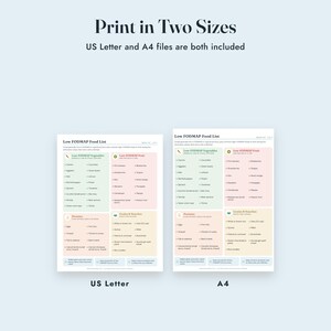 Low FODMAP Food List Printable, IBS Grocery List, Reintroduction Tracker, Letter A4 image 9