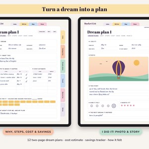 Bucket List Journal Printable, 100 Dreams, Travel Map, Goal Planner, Adventure Log, Digital Undated image 3