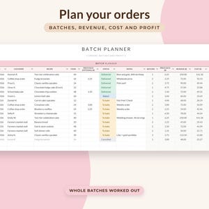 Recipe Cost Calculator Google Sheets, Bakery Pricing Spreadsheet, Home Baker Order Planner, Ingredient Costing image 6