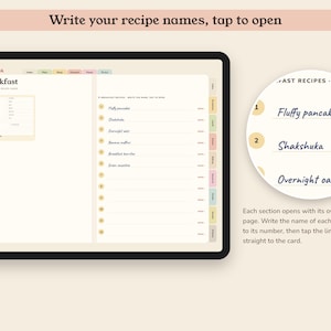 Digital Recipe Book, Hyperlinked Cookbook Template with 84 Cards, Meal Planner and Grocery List image 4